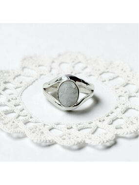 Moonstone Sterling Silver Ring Size 7.5 Artisan Modernist Split Band 925 Oval
